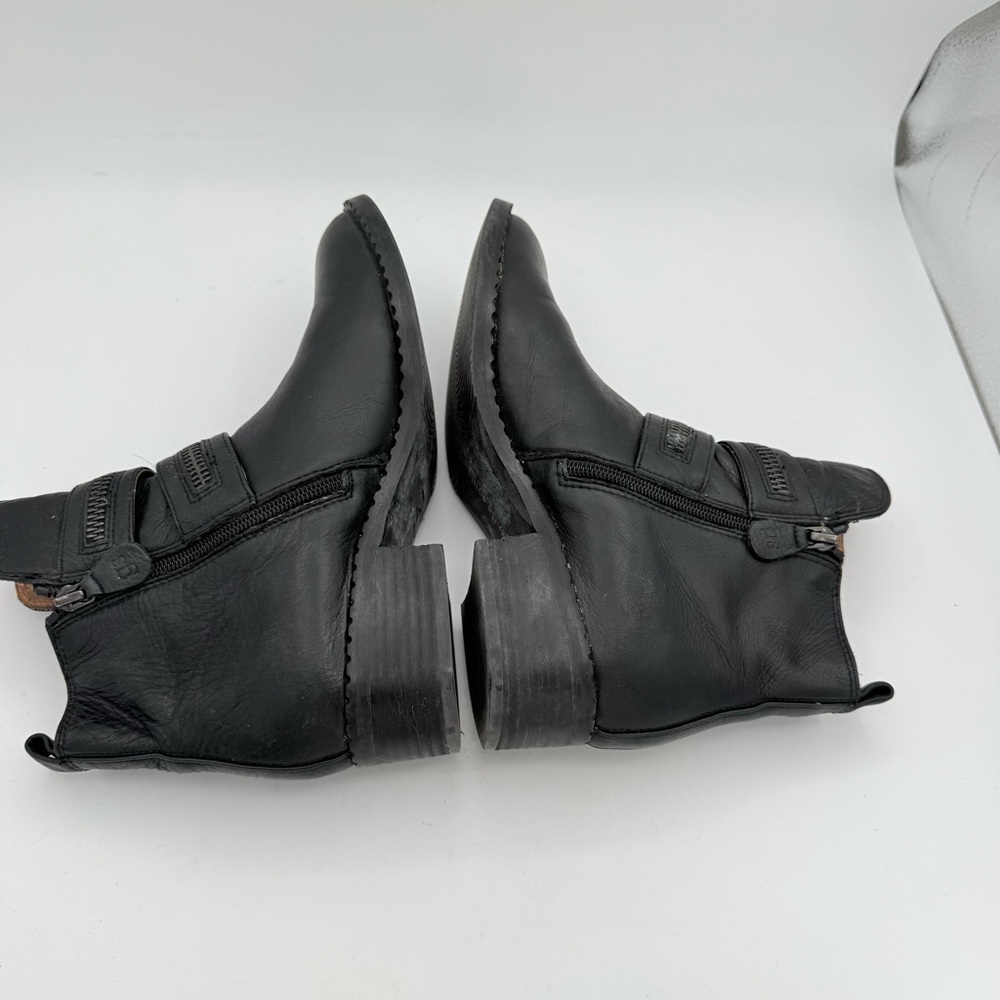 Gentle Souls women’s Barnaby Zip ankle moto boots black leather heeled bootie 8 - Picture 5 of 9
